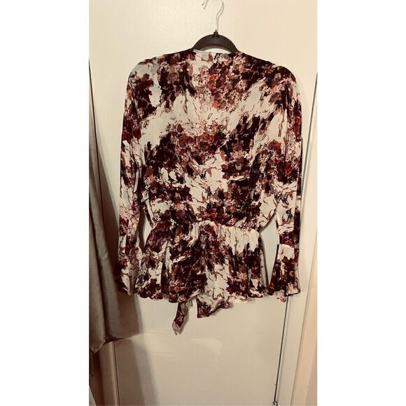 IRO PARADON FLORAL SURPLICE BELL SLEEVE FLORAL BLOUSE SIZE S US SZ 6 FRENCH 36 - Picture 8 of 14